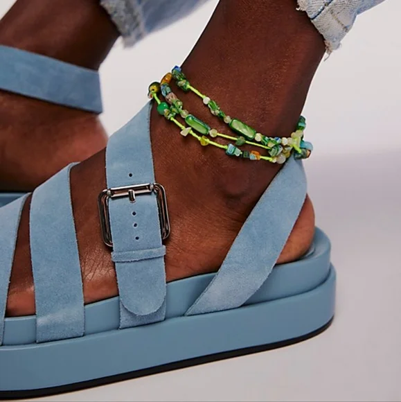 NWT Free People X Ariana Ost Marathon Anklet in Lime SOLD OUT - Picture 2 of 6